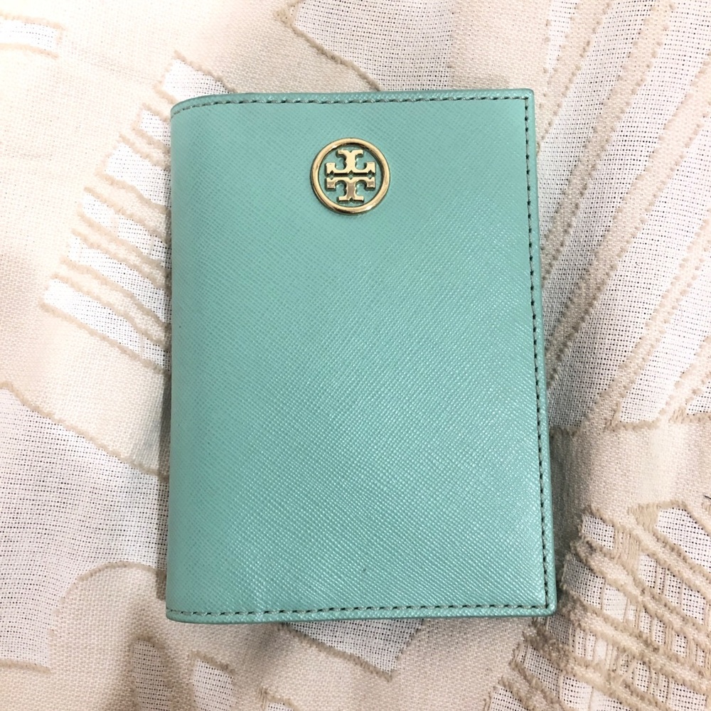 Tory Burch Blue Travel Passport Holder and Wallet